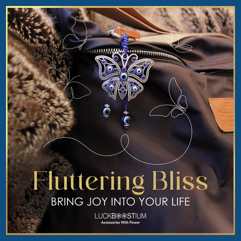 LUCKBOOSTIUM Evil Eye Butterfly - Sign of Life, Good Luck Charm Keychain & Protection, Evil Eye Car Hanging Ornament, Rear View Mirror Accessories, Home Decor, Spiritual Gift for Men and Women - Image 4